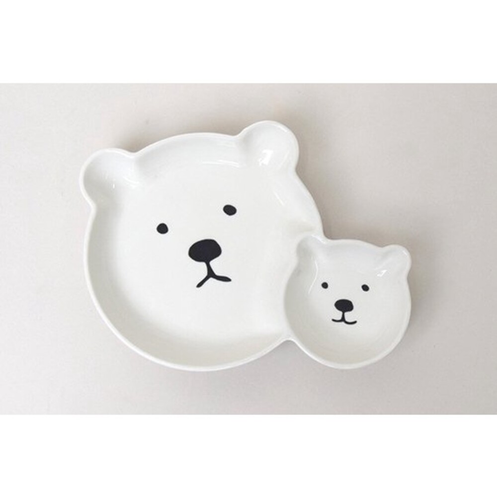 【現貨】白熊系列餐具 | 雙格盤 蕎麥麵碗+醬油碟 小碗 筷架 | 造型碗盤 造型食器 陶製餐具