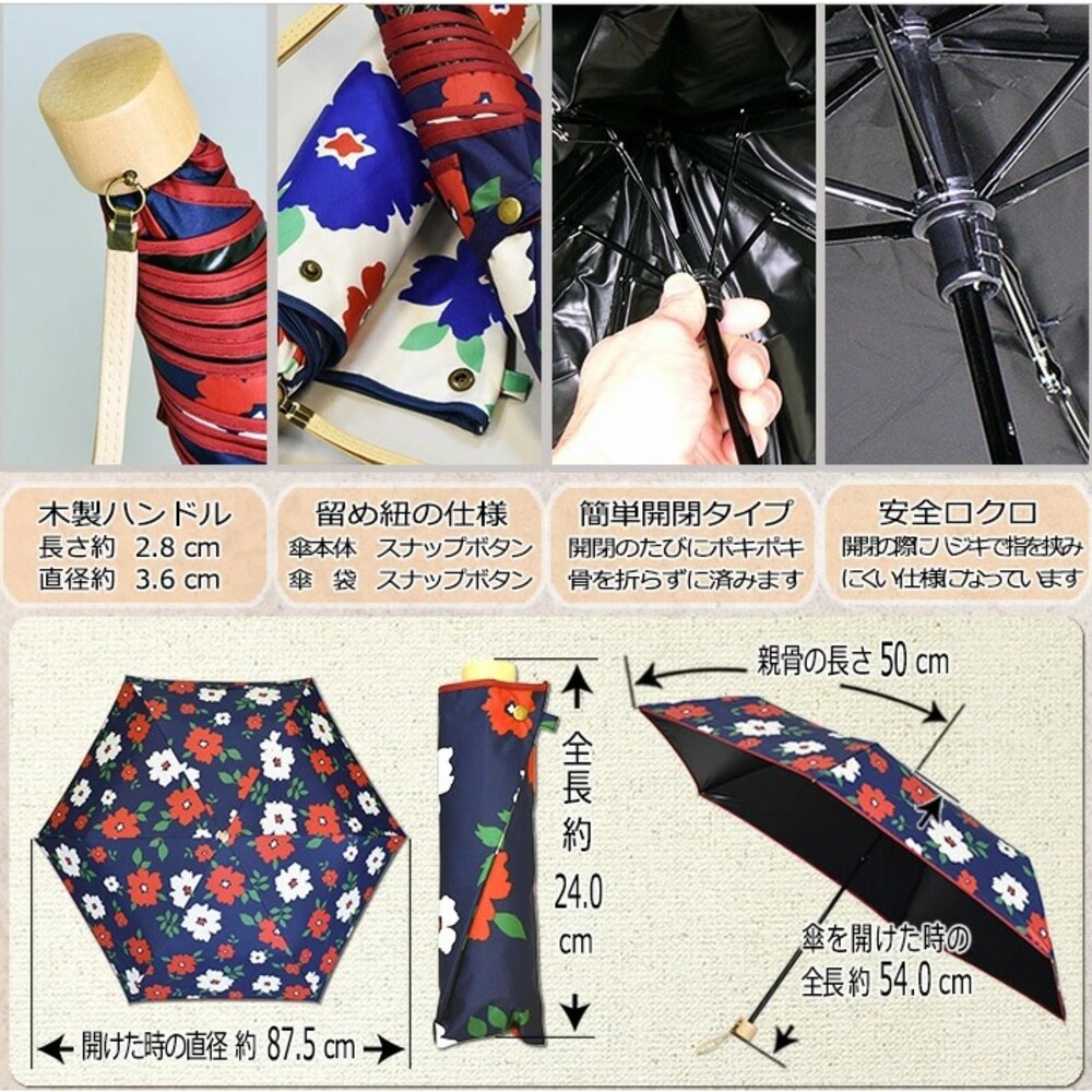 【現貨】京都花卉晴雨傘 折傘 兩用傘 摺疊傘 遮陽傘 │ 抗UV 防紫外線 塗層遮光 日系傘 圖片
