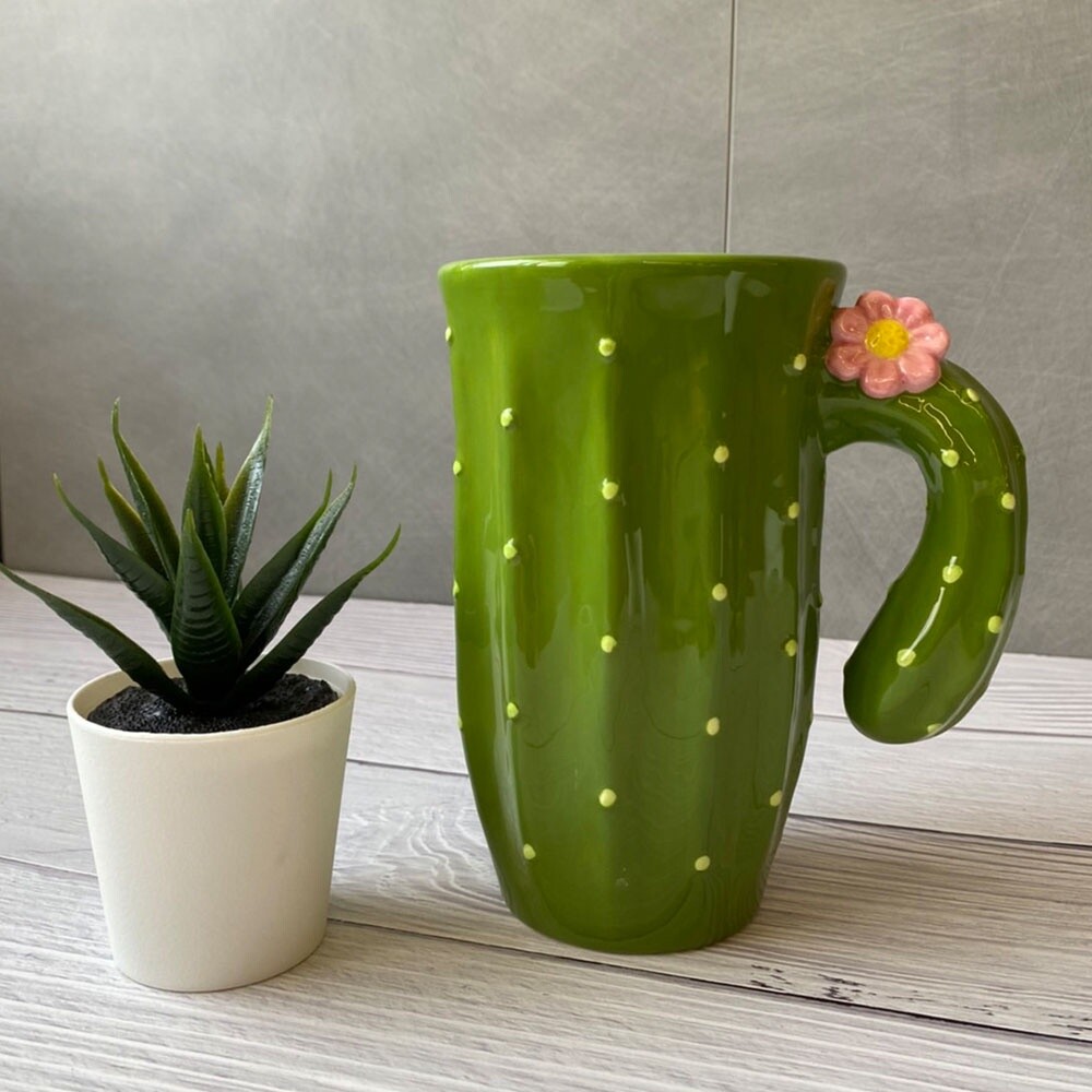 【現貨】Sunart 仙人掌立體馬克杯 500ml 陶瓷杯 造型馬克杯 茶杯 3D立體 仿真植物