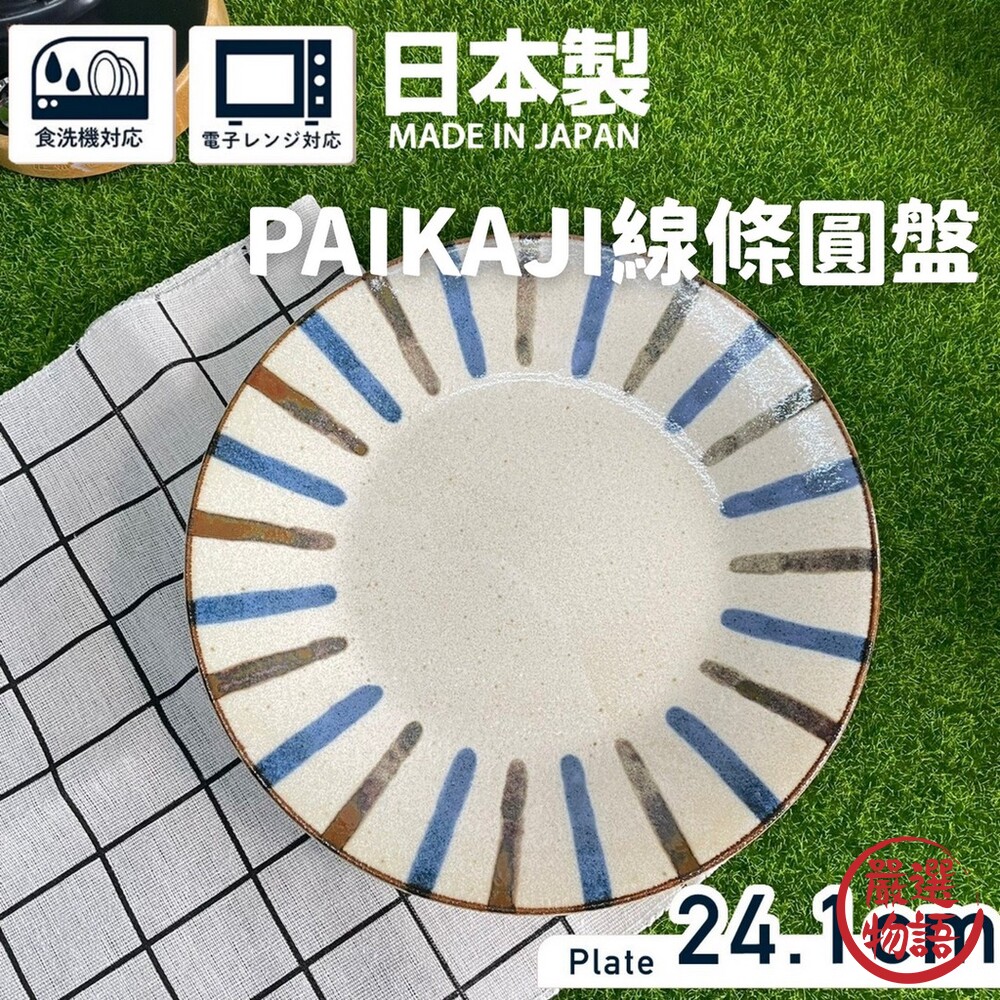 SF-016333-日本製 PAIKAJI 線條圓盤 餐盤 盤子 義大利麵盤 餐廳用盤 質感餐具 美濃燒 陶瓷 瓷器