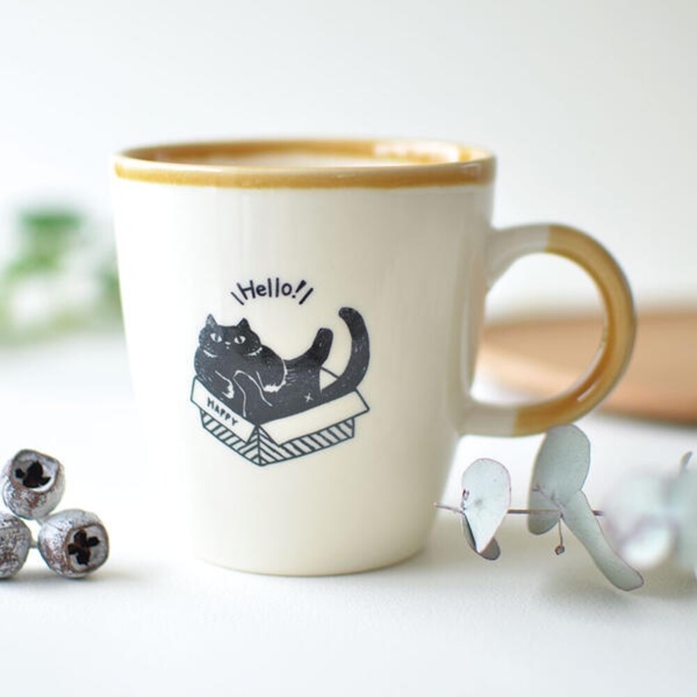 【現貨】日本製 美濃燒馬克杯 KAKUNI 黑貓 咖啡杯 水杯 牛奶杯 茶杯 貓奴 杯子 陶瓷 動物杯 圖片