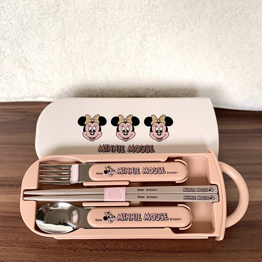 日本製 復古米妮系列 分隔便當盒 / 滑蓋餐具組 | 環保餐具 匙筷叉三件組 便當盒 迪士尼 米妮 圖片