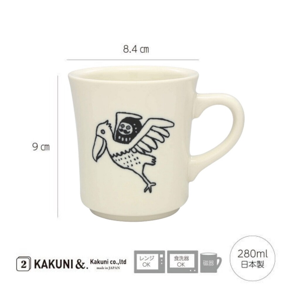 日本製 日本 美濃燒 大嘴鳥馬克杯 280ml 水杯 咖啡杯 大嘴鳥 福神 可洗碗機 可微波爐 封面照片