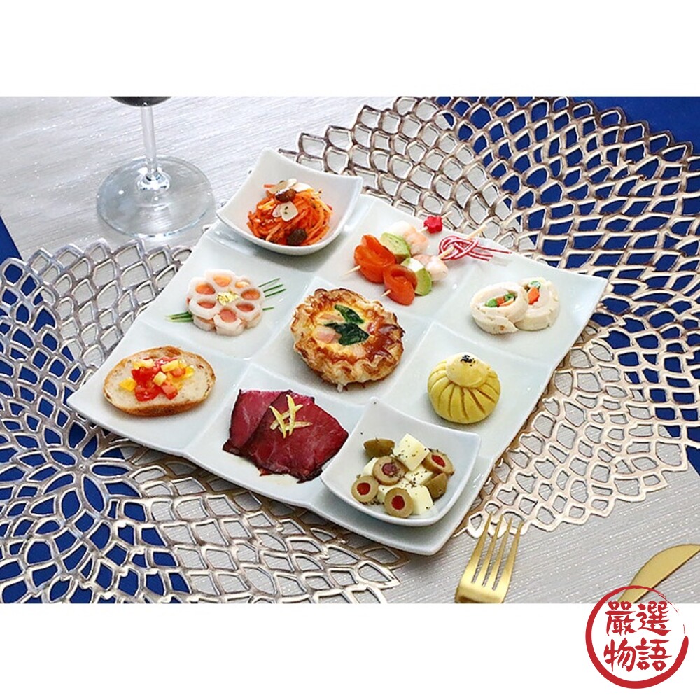 日本製 日式九宮格餐盤 陶瓷餐盤 小菜 分隔盤 點心盤 壽司拼盤 涼菜盤 懷石料理 精緻分格盤-圖片-3