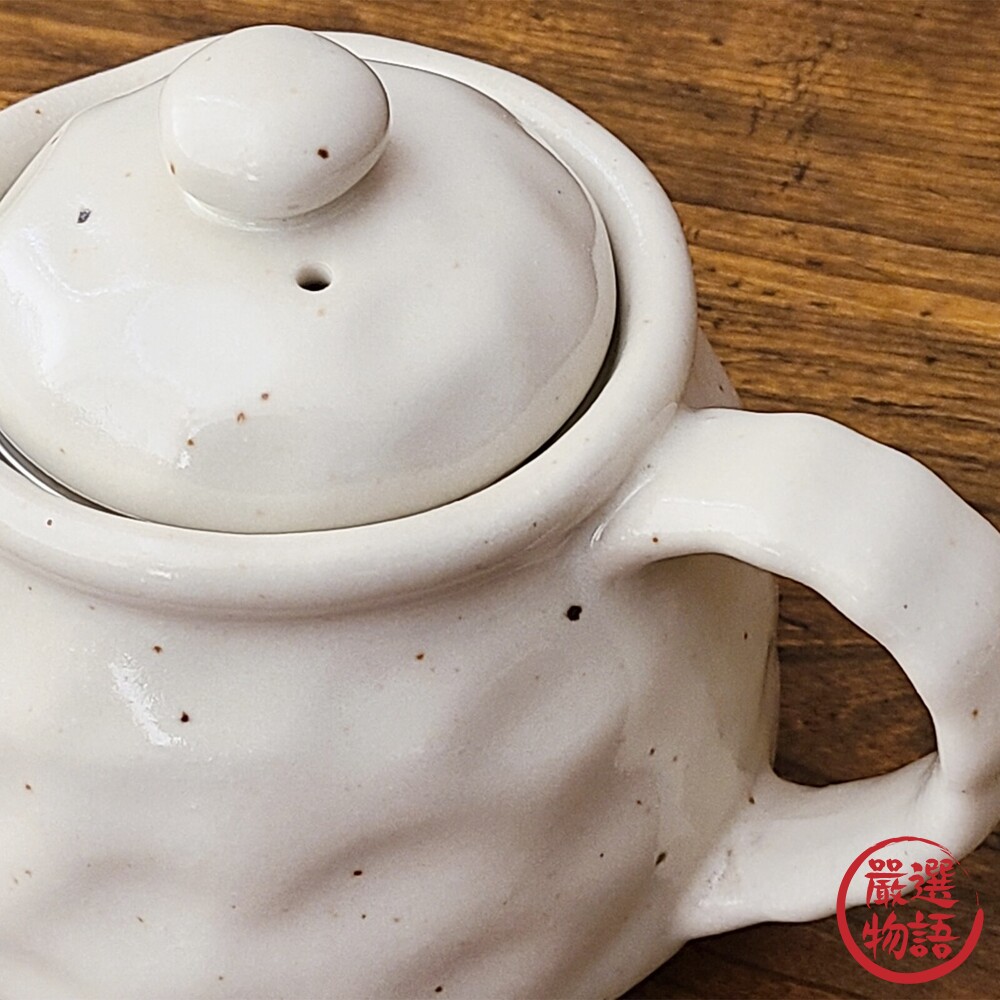 日本製 日本製 美濃燒 復古白色茶壺 附瀘網 日式茶具 陶茶壺 白瓷壺 瓷壺 500ml-圖片-6
