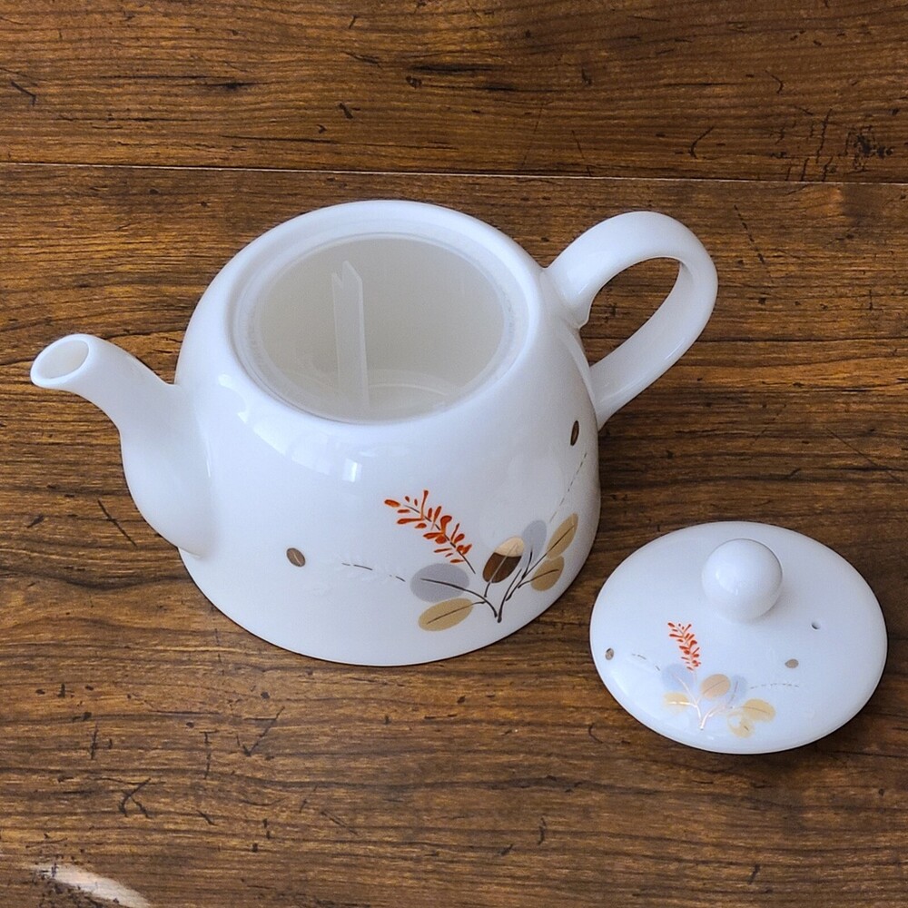 【現貨】日本製 日本製 美濃燒 金彩萩花茶壺 日式茶具 陶茶壺 泡茶 白瓷壺 瓷壺 450ml 圖片