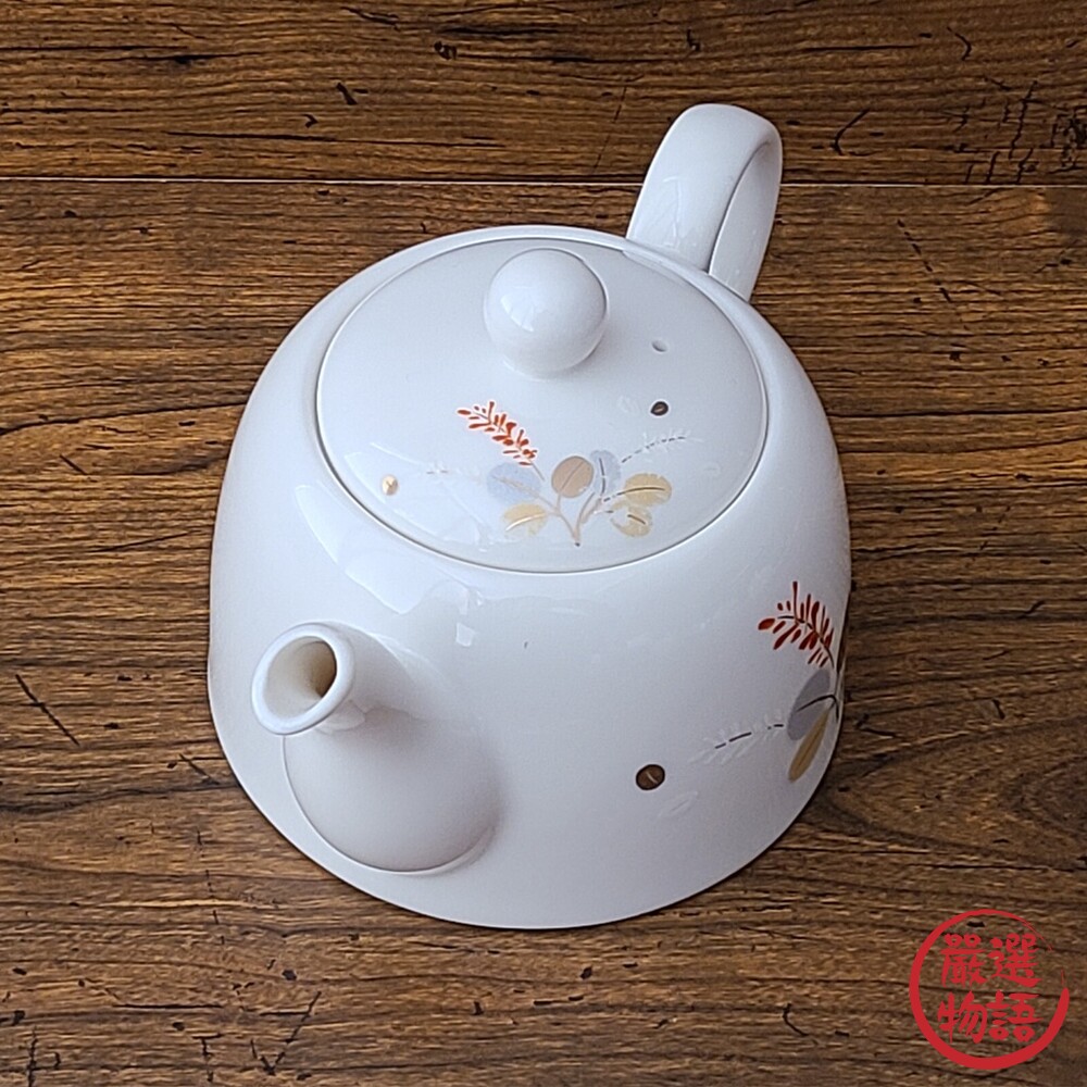 日本製 日本製 美濃燒 金彩萩花茶壺 日式茶具 陶茶壺 泡茶 白瓷壺 瓷壺 450ml-thumb