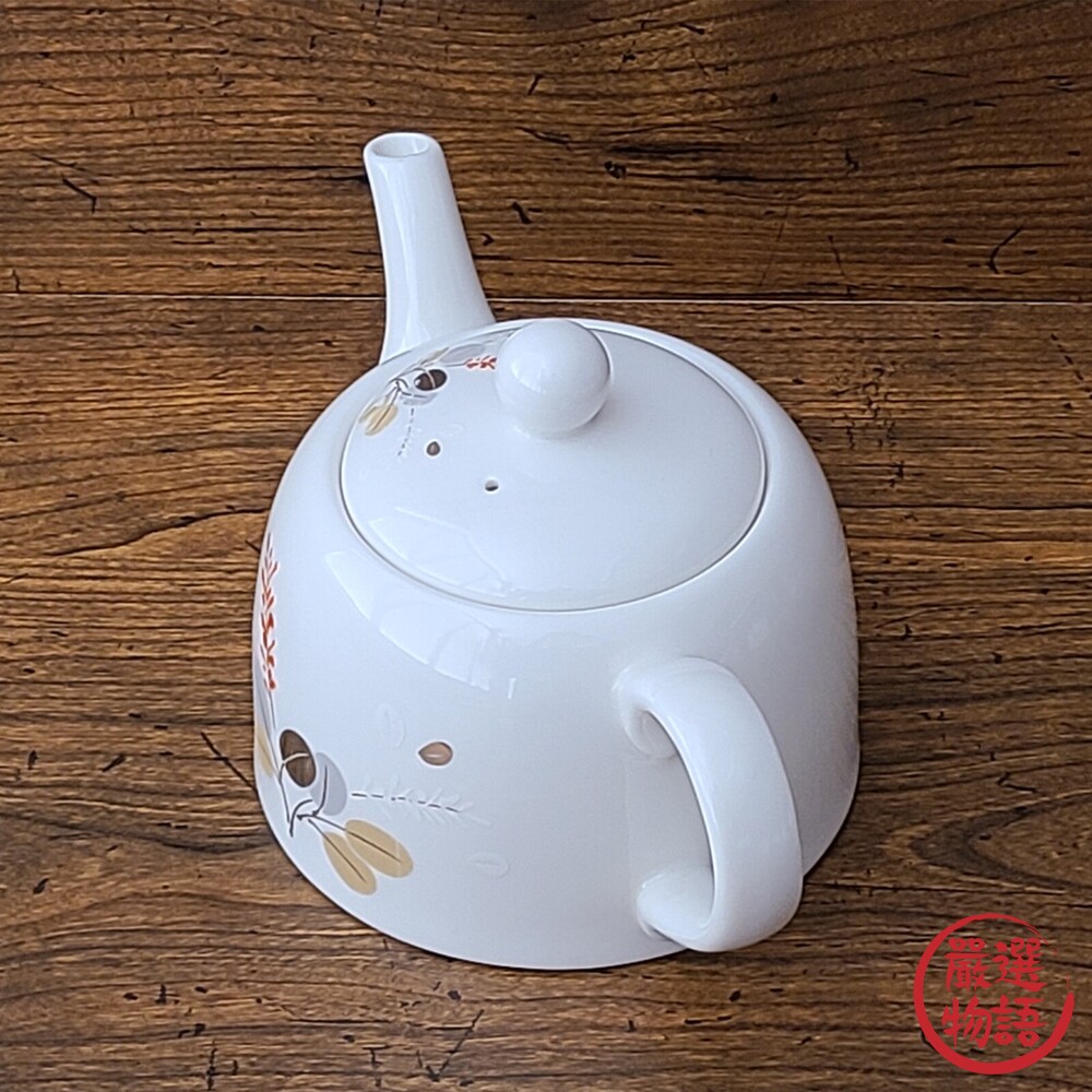 日本製 日本製 美濃燒 金彩萩花茶壺 日式茶具 陶茶壺 泡茶 白瓷壺 瓷壺 450ml-thumb