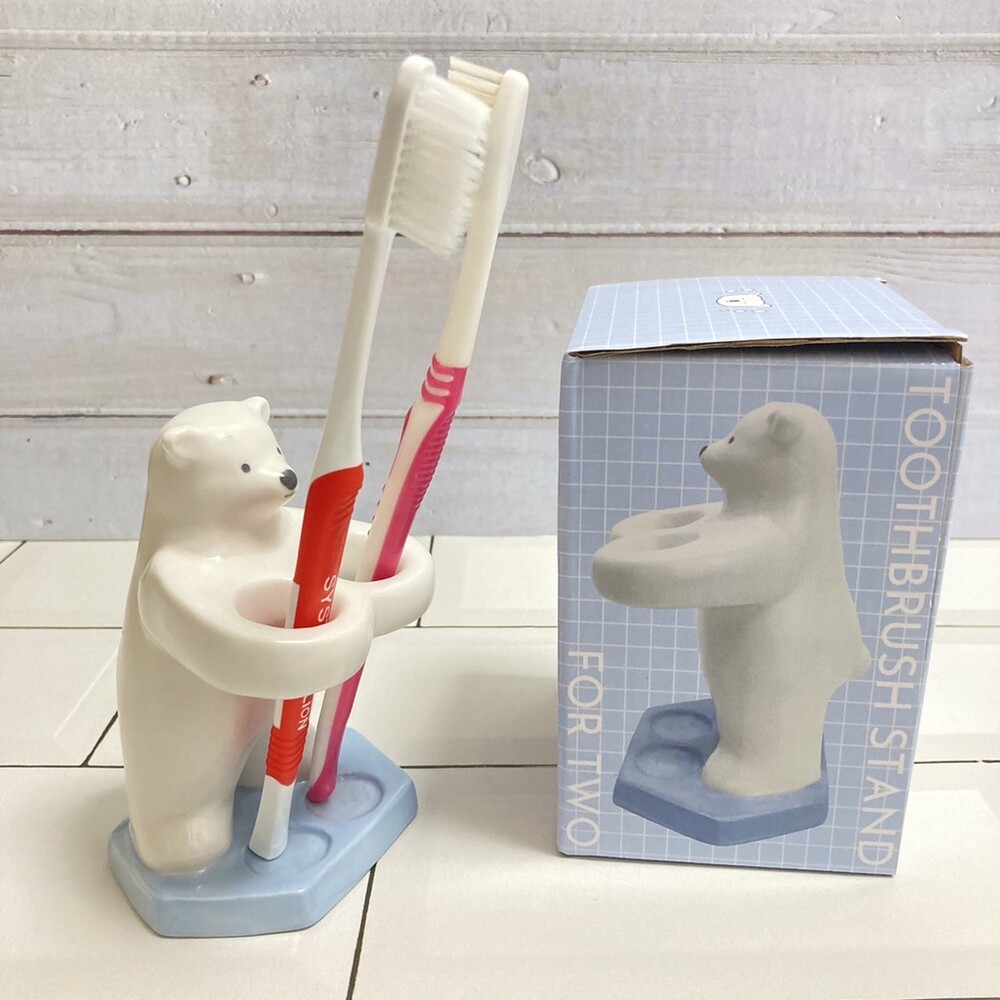 【現貨】北極熊牙刷架 牙刷架 陶瓷牙刷架 牙刷架收納 牙刷置物架 浴室牙刷架 浴室牙刷置物架 圖片