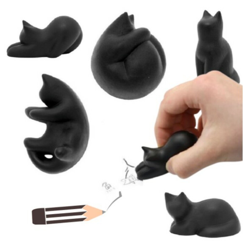 黑貓造型橡皮擦 橡皮擦 擦布 文具用品 辦公小物 貓咪公仔 上學文具 學校文具 擺飾