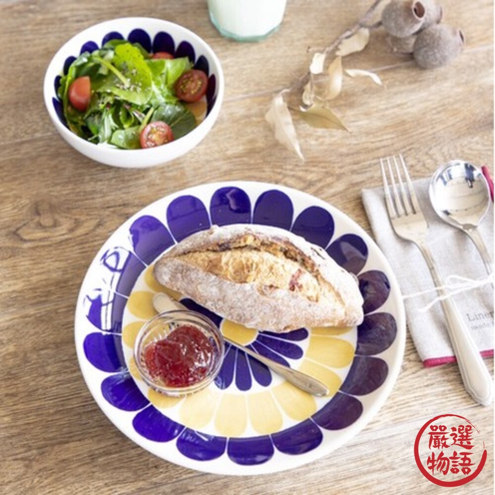 SF-016501-日本製 納維亞風情陶瓷盤子 22.5cm 陶瓷 盤子 大盤子 餐具 餐盤 圓盤 日式餐盤 廚房
