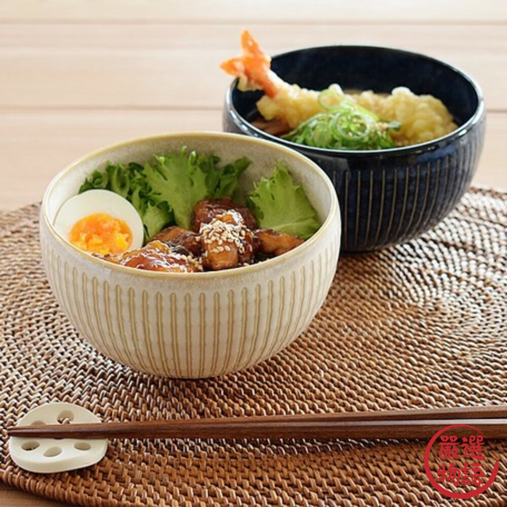 SF-016511-日本製 美濃燒 餐碗 撥水十草 陶瓷 白色 湯碗 餐具 味噌湯碗 花紋 線條 可微波/洗碗機