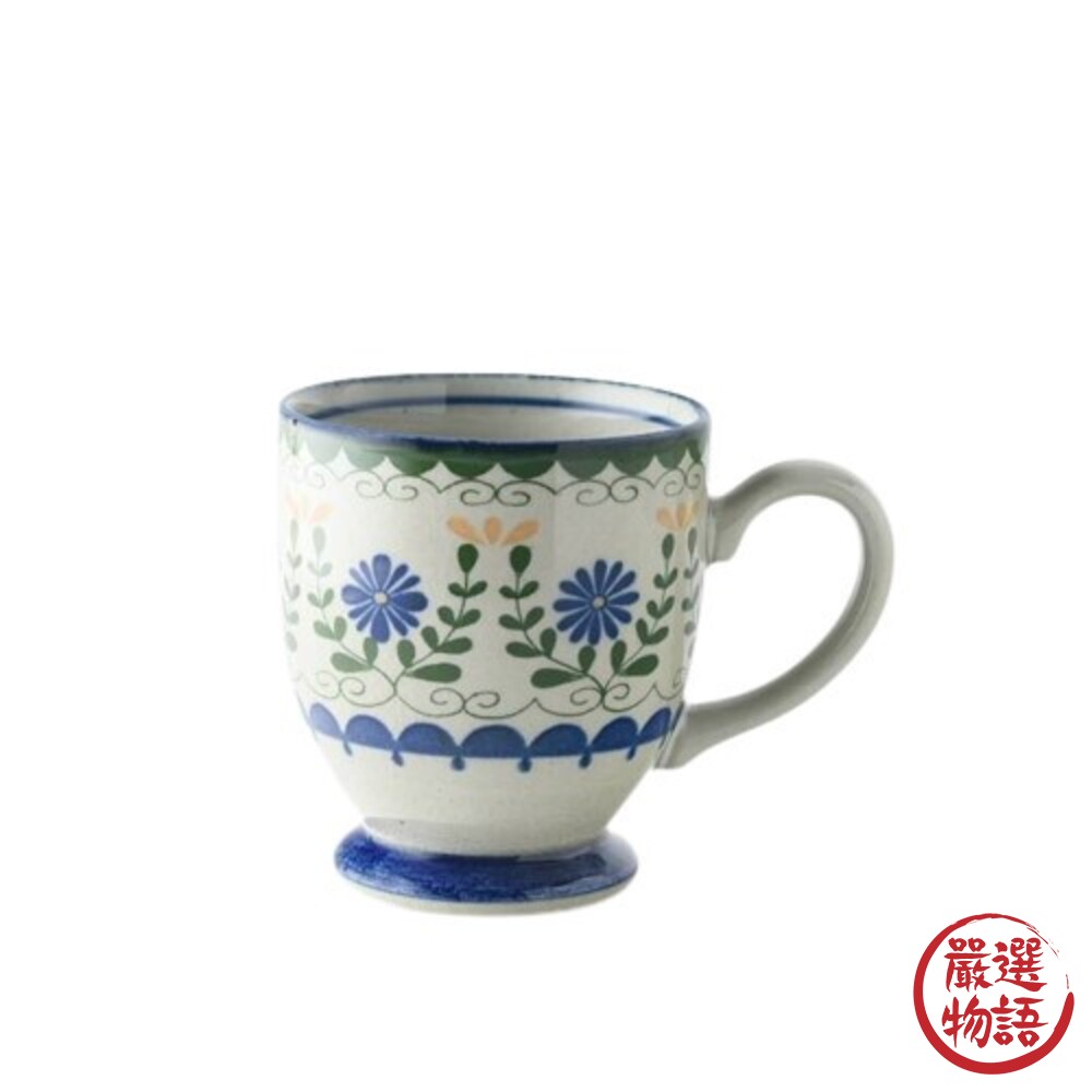 日本製 法式懷舊咖啡馬克杯 20cm 餐盤 北歐風 秘密花園系列 下午茶 復古懷舊 孔雀花紋-thumb