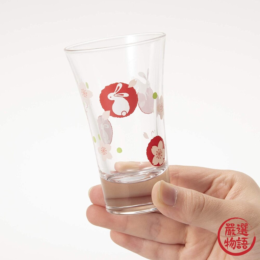 日本製 櫻花兔子清酒杯 100ml | 日式玻璃杯 小酌杯 shot杯 清酒杯 透明杯 好運杯-圖片-1