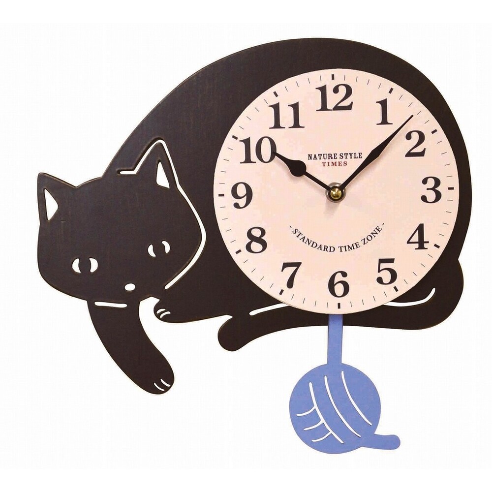 KUNA 黑貓造型擺鐘｜時鐘 掛鐘 壁鐘 貓咪 造型時鐘 牆壁裝飾 壁掛 鐘 搖擺鐘 圖片