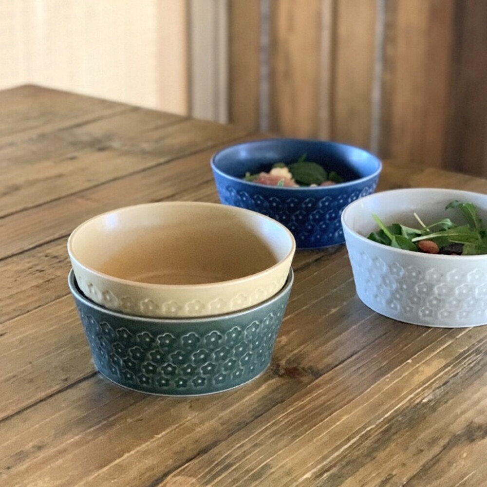 日本製 納維尼亞風花紋碗 400ml 美濃燒 陶碗 啞光色 麥片碗 沙拉碗 燕麥碗 | INKA