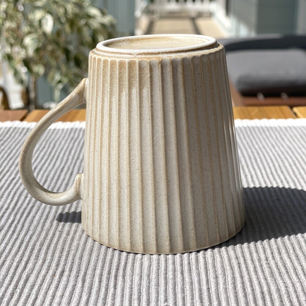 【現貨】扇形輕量馬克杯 300ml 茶杯 咖啡杯 條紋馬克杯 牛奶杯 陶瓷杯 美濃燒 陶器 下午茶 圖片