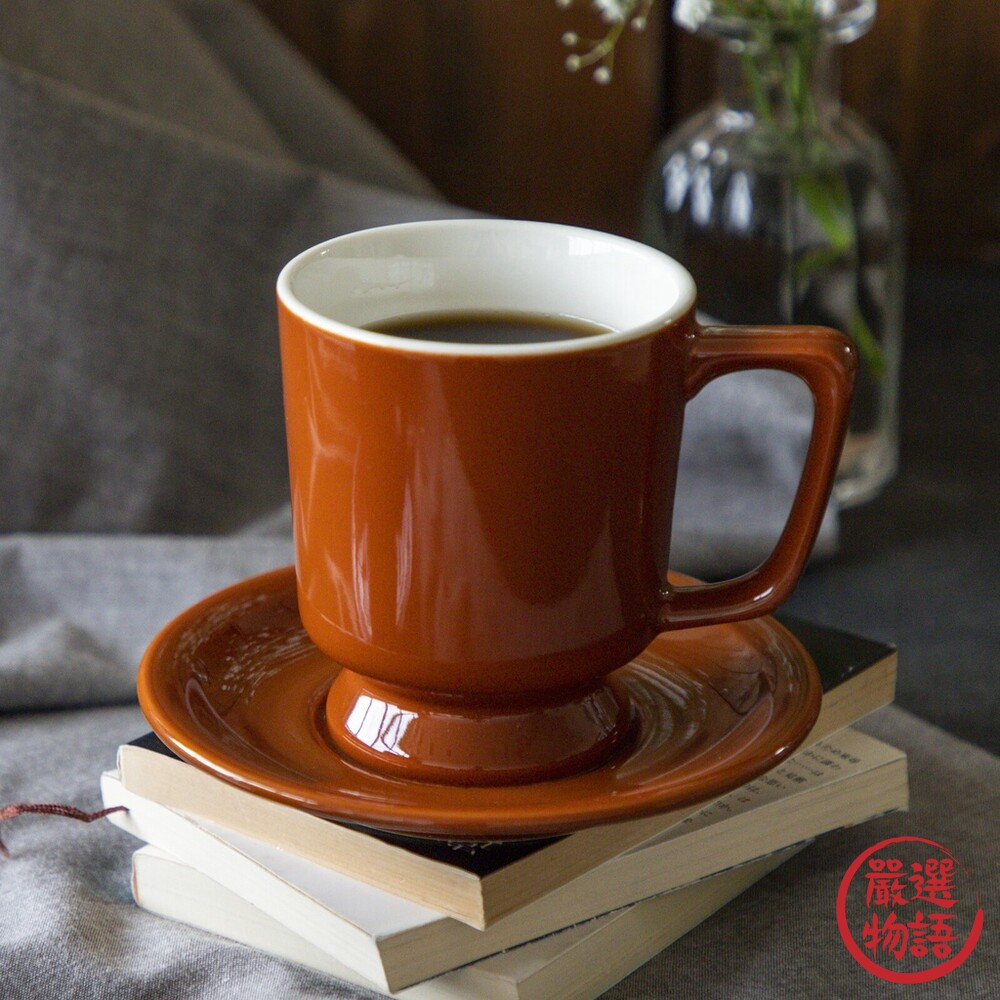 日本製 陶瓷高腳咖啡杯組 復古馬克杯 咖啡杯 小碟子 盤子 馬克杯 復古咖啡杯 日式餐具 下午茶-thumb