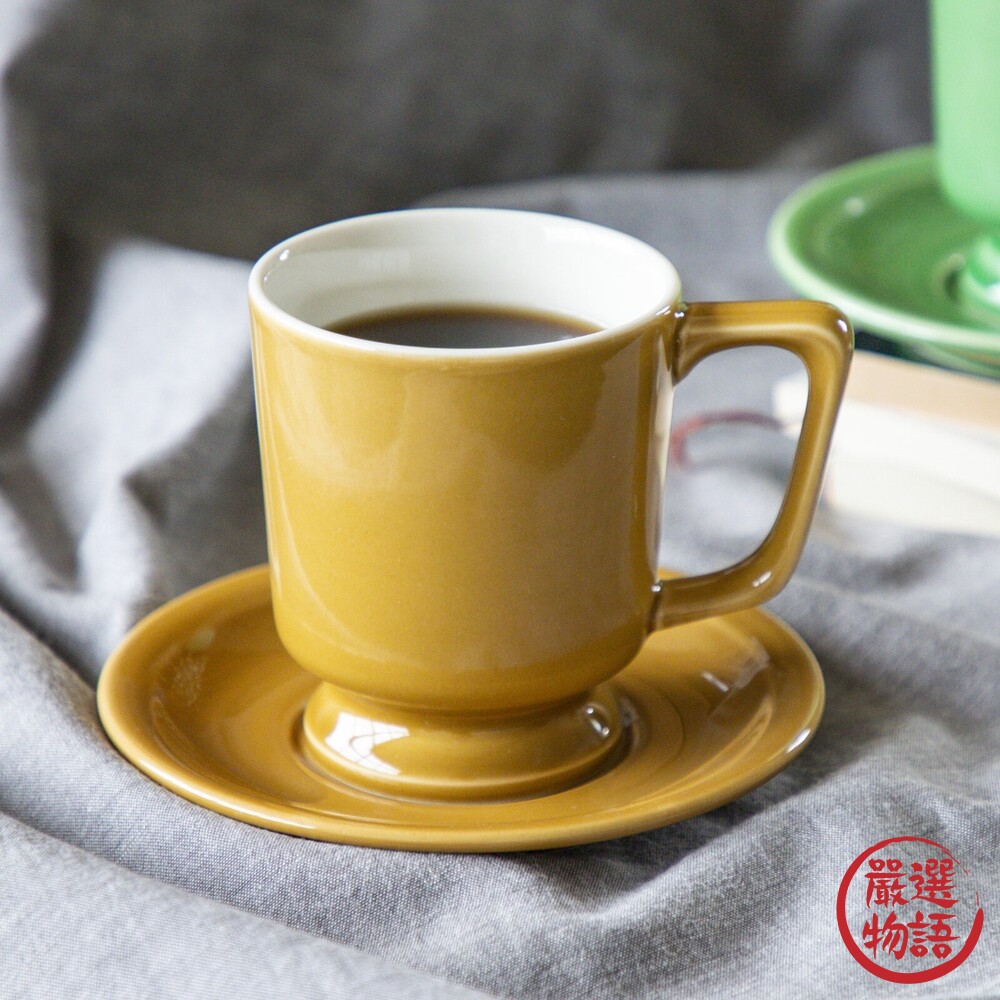 日本製 陶瓷高腳咖啡杯組 復古馬克杯 咖啡杯 小碟子 盤子 馬克杯 復古咖啡杯 日式餐具 下午茶-thumb