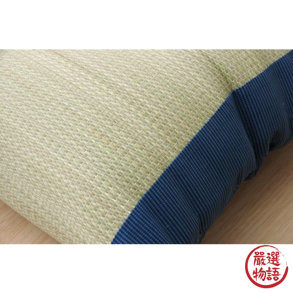 日本製 IKEHIKO 天然藺草枕頭-藍 平面枕 凹枕 扁平枕 武士枕 燈心草 低彈性 不易變形-thumb