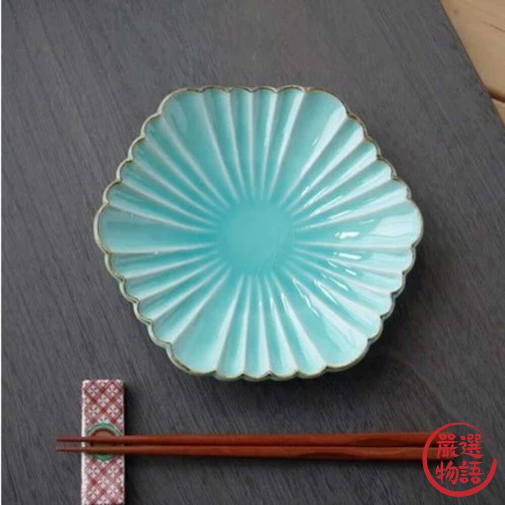 日本製 美濃燒 陶瓷盤 羽狀浮雕六角盤｜水果盤 沙拉盤 碗盤器皿 盤子 日式餐盤 餐盤-圖片-1