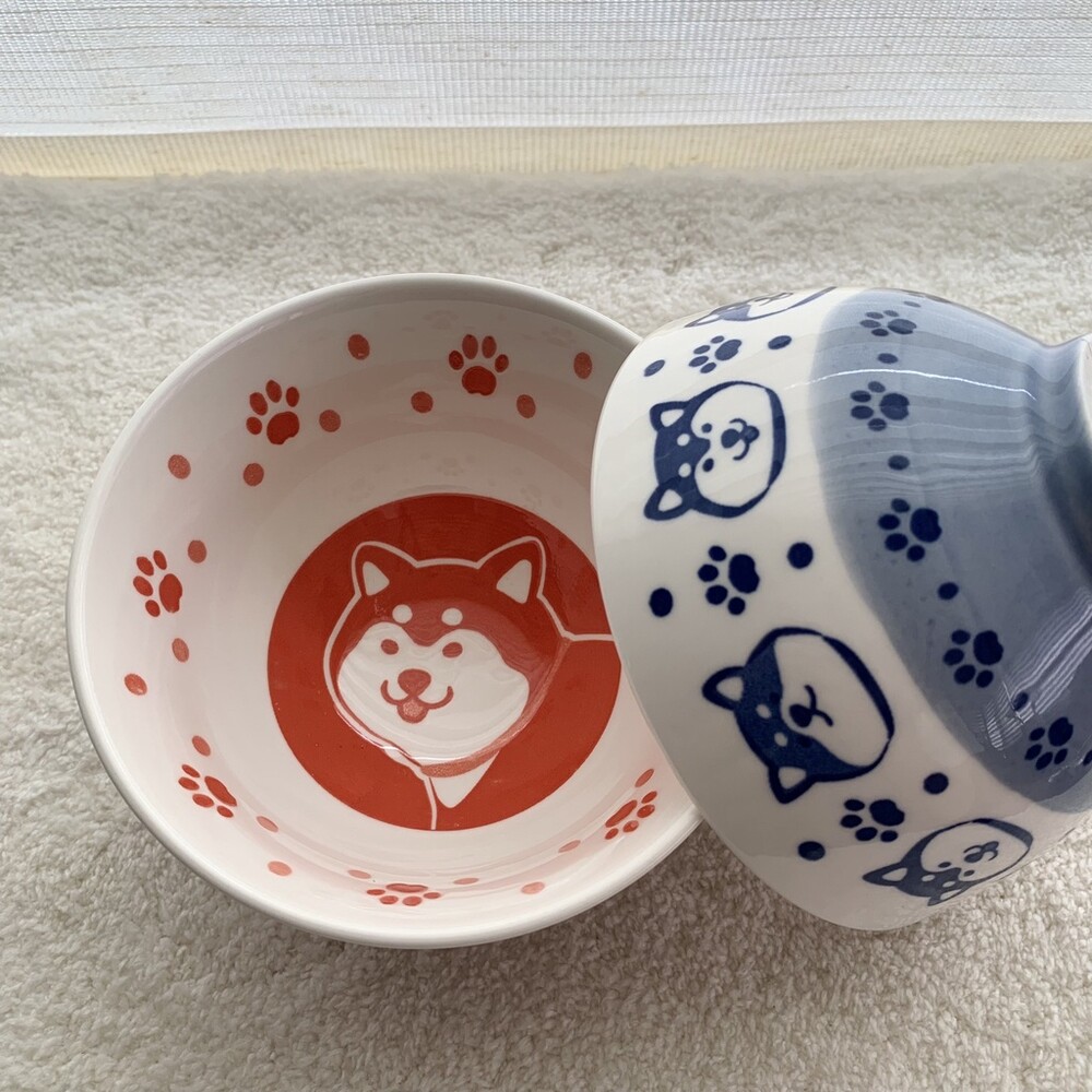 SF-016970-【現貨】柴犬陶瓷飯碗 300ml | 日式飯碗 湯碗 碗 陶瓷碗 情侶碗 柴犬碗 餐具