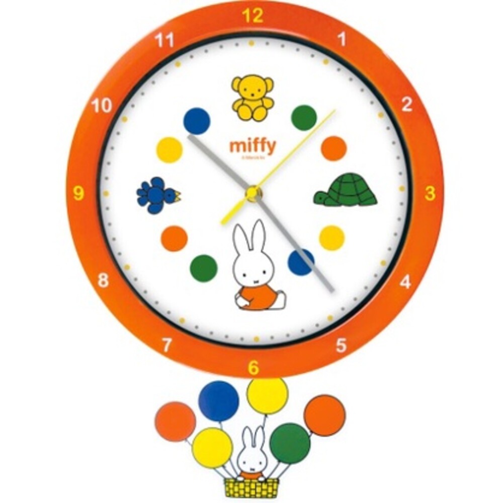 Miffy 米飛兔擺鐘 連續秒針 時鐘 壁鐘 掛鐘 靜音時鐘 造型擺鐘 圖片