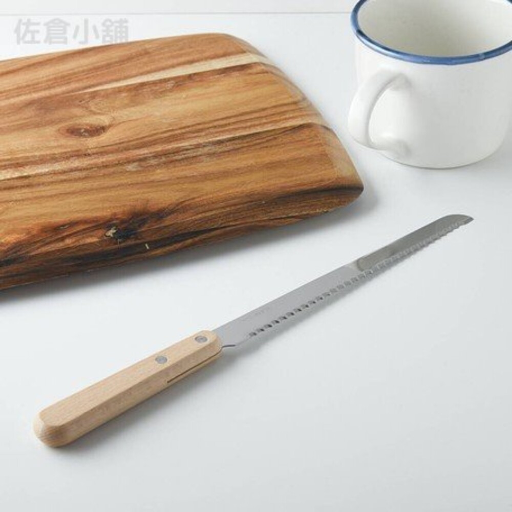 SF-017029-日本製 不鏽鋼麵包刀 燕三條 木手柄 不鏽鋼 吐司刀 鋸齒刀 法國麵包 粗齒麵包刀 烘焙刀