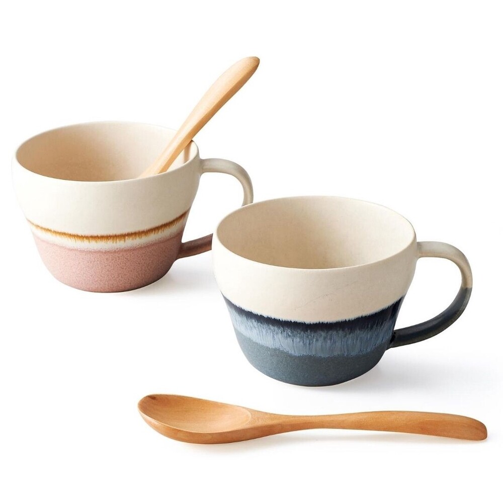 日本製 ITSUMO 湯杯對杯禮盒 附木勺 兩組入 320ml 對杯 湯杯 優格 燕麥 禮盒 送禮 圖片