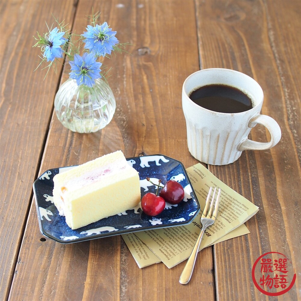日本製 美濃燒 白熊方盤 北極熊 長方盤 餐盤 陶瓷 盤子 動物 料理盤 甜點 蛋糕盤-圖片-2