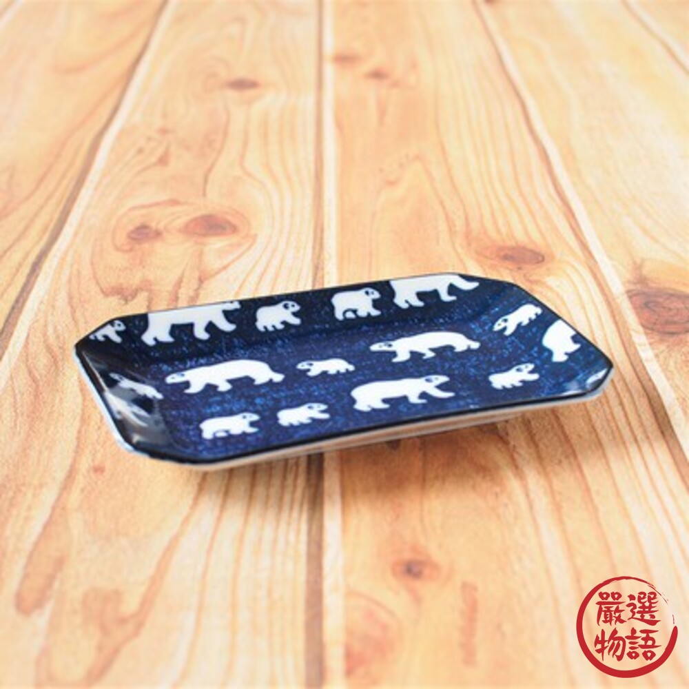 日本製 美濃燒 白熊方盤 北極熊 長方盤 餐盤 陶瓷 盤子 動物 料理盤 甜點 蛋糕盤-圖片-4