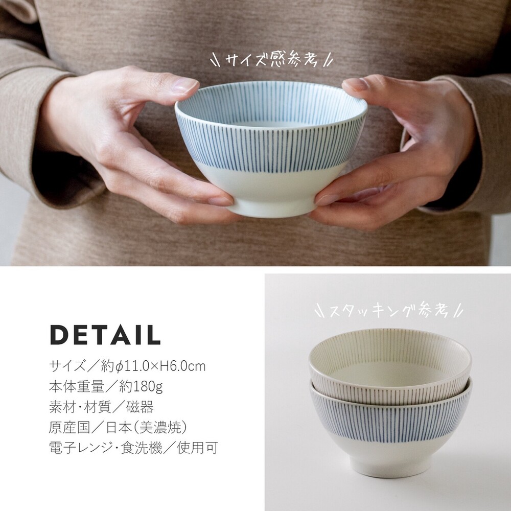 日本製 美濃燒 藍線條圓形碗 飯碗 線條碗 小碗 湯碗 陶瓷碗 茶碗 美濃燒碗