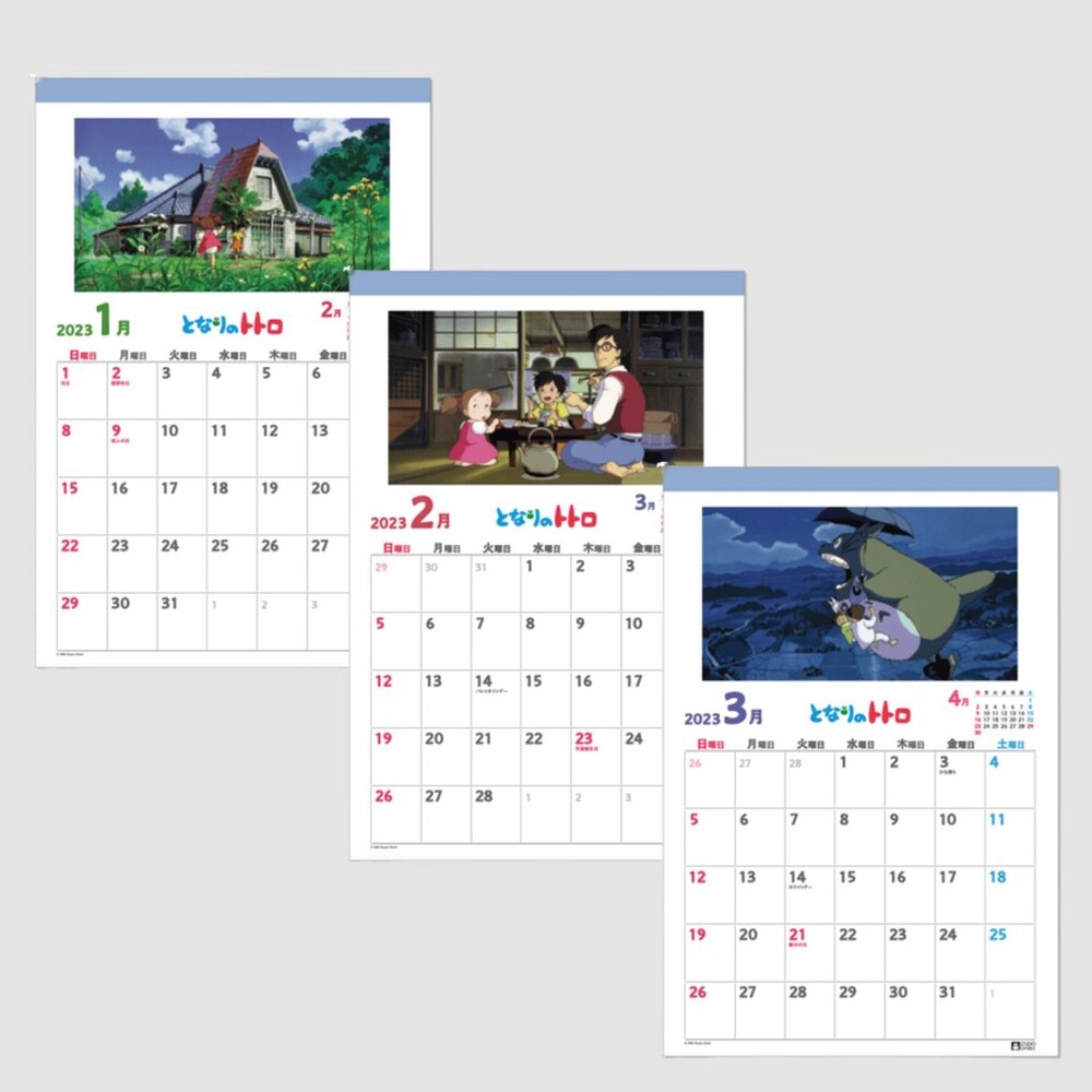 日本製 2023年 龍貓月曆 吊掛式月曆 B3 吉卜力 龍貓 豆豆龍 宮崎駿 掛曆 日曆 行事曆 圖片