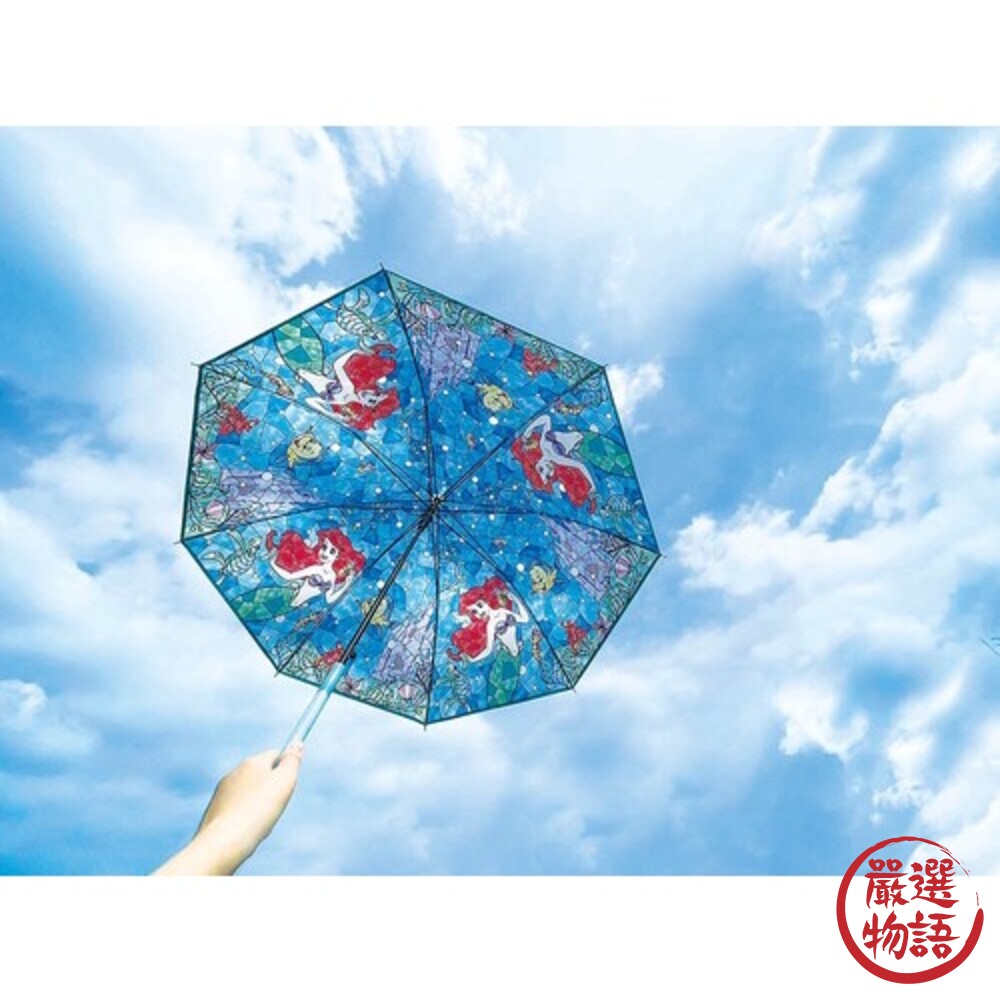 日本製 兒童雨傘 透明傘 迪士尼雨傘 小美人魚 愛麗絲 自動傘 長柄 (寄送請選宅配)-圖片-4