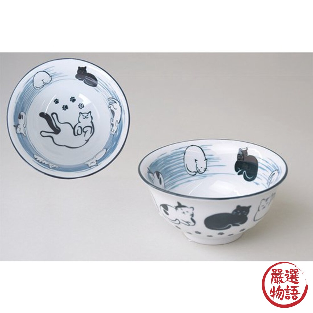 貓咪碗 陶瓷餐碗 飯碗 陶瓷碗 兒童飯碗 餐碗 小碗 湯碗 日式碗 茶碗 白貓 黑貓 餐具-thumb