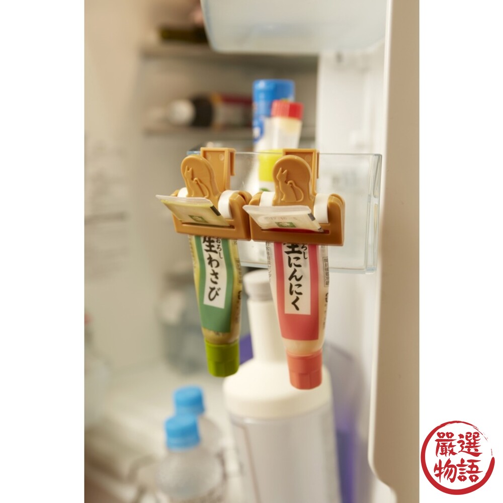 日本製 貓咪醬料夾 三入組 調味料收納 冰箱收納 小夾子 掛勾 食物掛夾 軟管醬料 軟管擠壓器-thumb