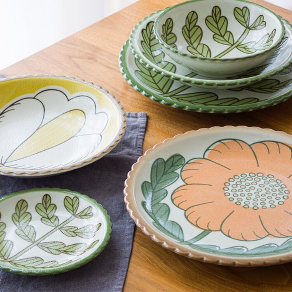 日本製 美濃燒 花卉盤 餐盤 陶瓷餐盤 陶瓷碗 深盤 碗 大盤子 陶瓷盤 水果盤