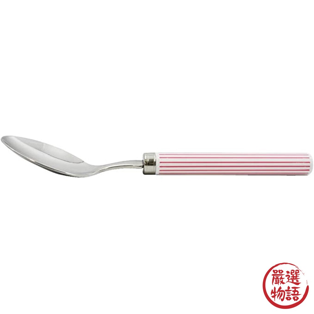 日本製 貝印KAI 條紋餐具組 4入 不鏽鋼 湯匙 叉子 水果叉 點心叉 馬卡龍色 環保餐具-thumb