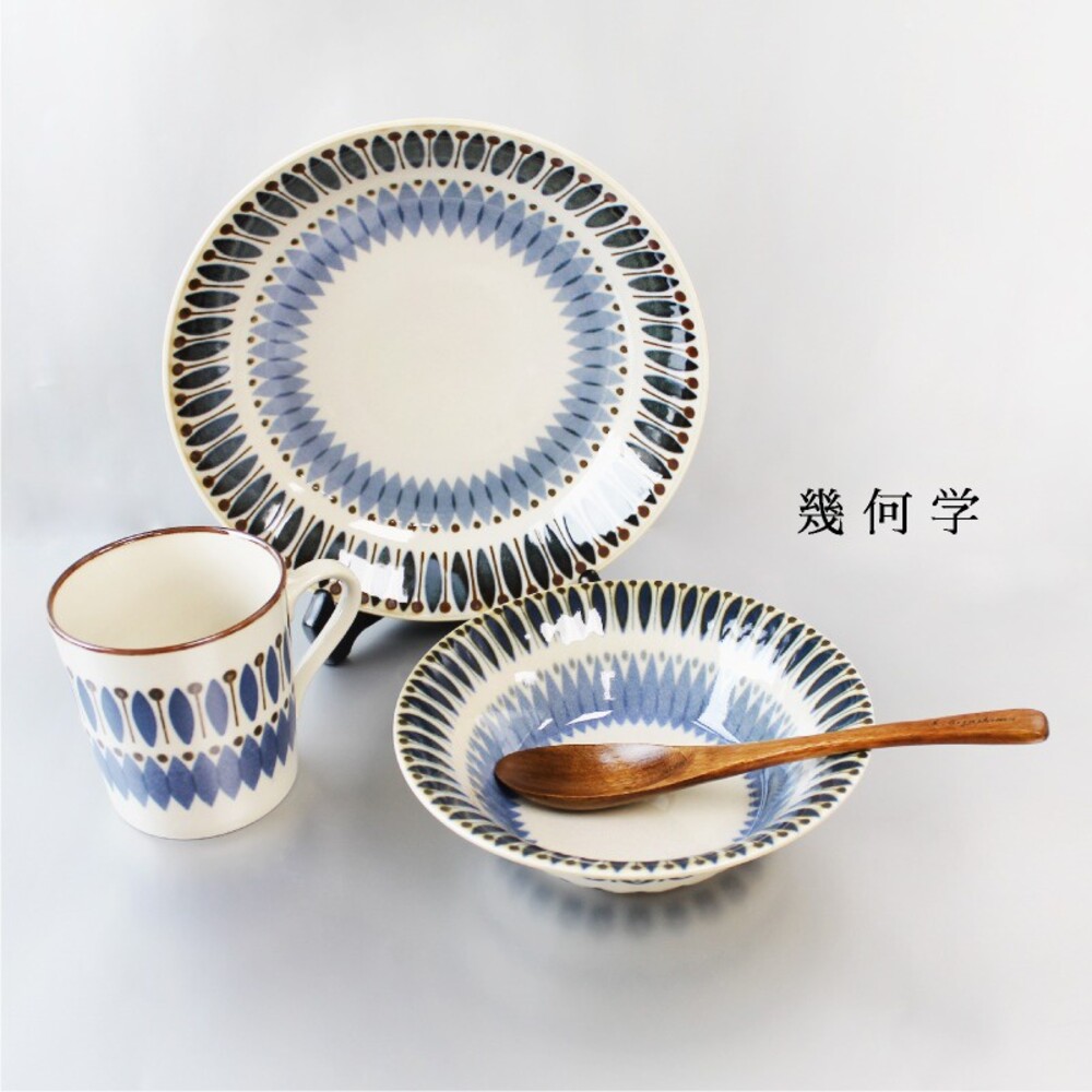 日本製 日本製 美濃燒 Clasico 幾何圖案餐具 餐盤 餐碗 大盤 中盤 碗 日式餐具 復古風 圖片