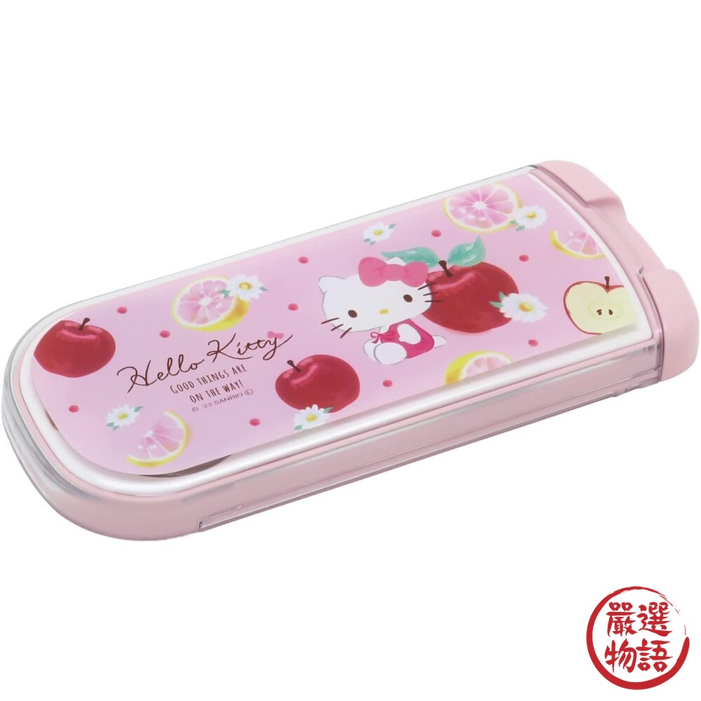日本製 Hello Kitty 滑蓋餐具組 叉子 筷子 湯匙 抗菌 兒童餐具 環保餐具 學校-圖片-4