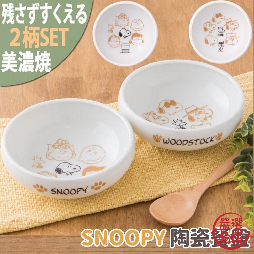 日本製 SNOOPY陶瓷餐盤 2入 史奴比 咖哩盤 陶瓷盤 小菜盤 盤子 餐具 餐桌 美濃燒 圖片