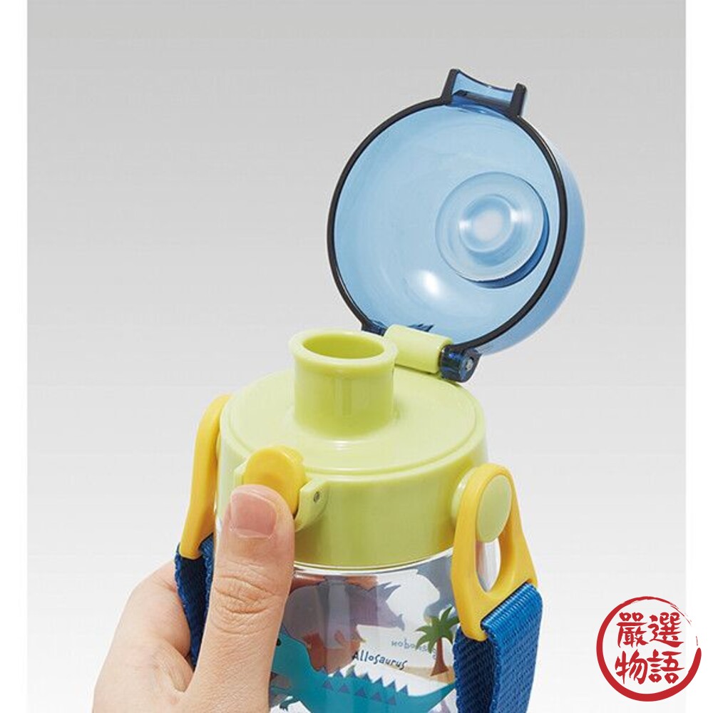 SKATER 彈跳式 直飲水壺 兒童水壺 透明水壺 冷水壺 480ml 附背帶 水瓶-圖片-3
