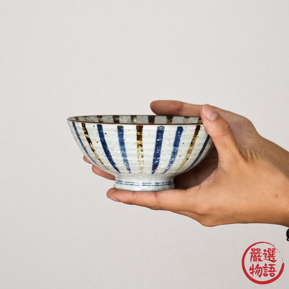 日本製 美濃燒 條紋茶碗 飯碗 陶瓷碗 餐碗 碗 湯碗 日式碗 輕量碗-圖片-1