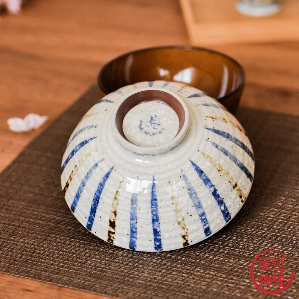 日本製 美濃燒 條紋茶碗 飯碗 陶瓷碗 餐碗 碗 湯碗 日式碗 輕量碗-圖片-2