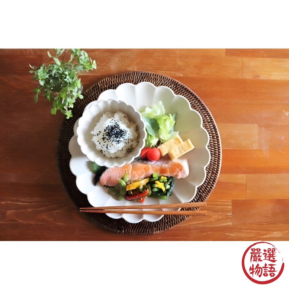 日本製 菊形餐盤 深盤18.5cm 陶瓷盤 另售其他尺寸-thumb