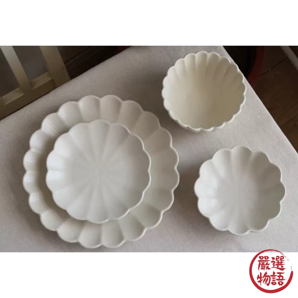 SF-017524-2-日本製 菊形餐盤 深盤18.5cm 陶瓷盤 另售其他尺寸