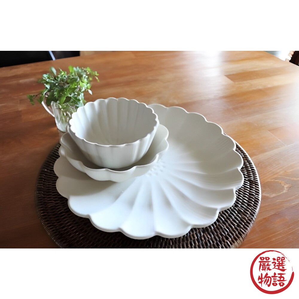 SF-017524-3-日本製 菊形餐盤 陶瓷盤 小碟14.3cm 另售其他尺寸