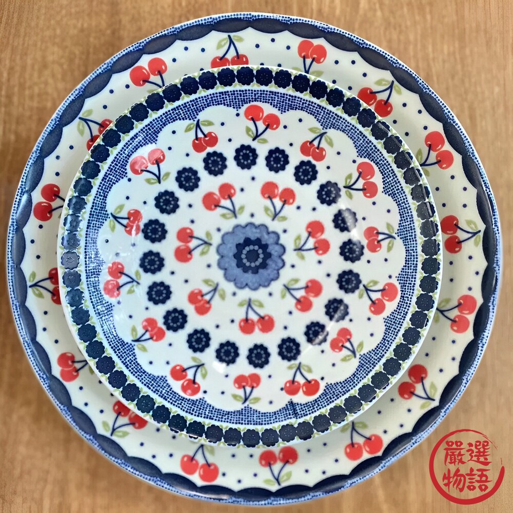 波蘭櫻桃盤 日本SHINACASA 陶瓷盤 蛋糕盤 水果盤 點心盤  圓盤 小盤-thumb