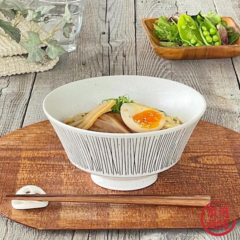 日本製 美濃燒 線條拉麵碗 陶瓷碗 碗公 拉麵碗 湯碗 大碗-圖片-1