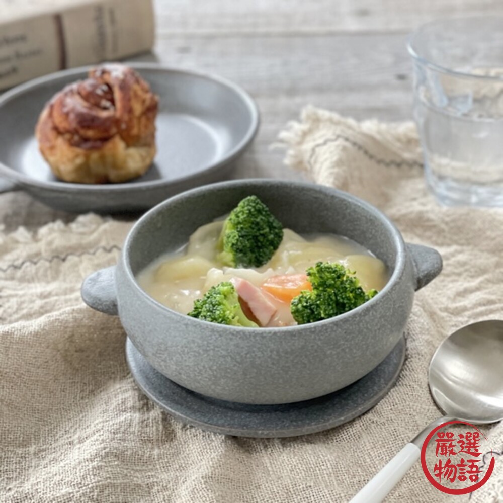 日本製 雙耳陶碗 附蓋子 沙拉碗 濃湯碗 麥片碗 燉菜碗 啞光色 陶器餐具 日式餐具 西餐餐具-圖片-1